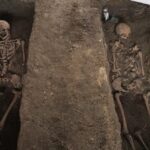 Two excavated skeletons in Hans Tavsens Park, Nørrebro